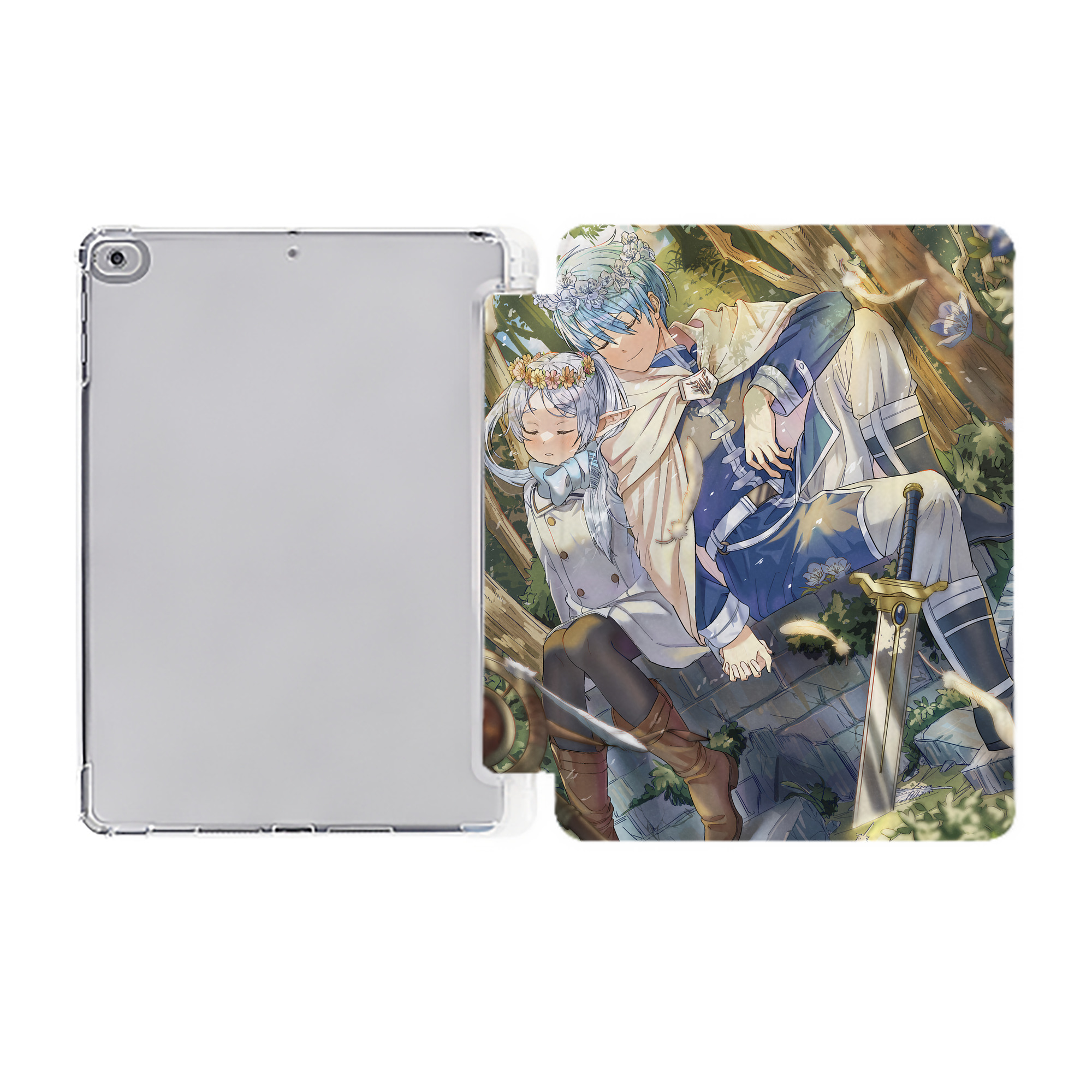 （画像用） 葬送のフリーレン Frieren IPad ケース ペン収納付き 三つ折りスタンド PUレザー×シリコン 対応機種9.5/10.5/10.9インチ